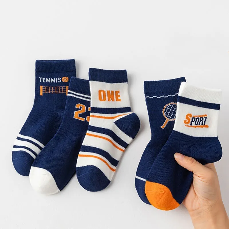 Calcetines para niños 1-14T, calcetines de algodón para primavera y otoño, 5 par/lote, calcetines de algodón suave, calcetines hasta la pantorrilla, calcetines grandes para niños pequeños