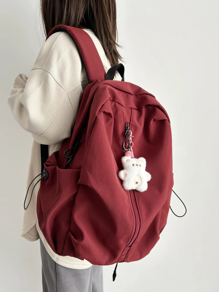 Mochila Grande Capacidad Mochila Unisex Estilo Estudiantil Material Nylon Impermeable Diseño Puro Color Para Computadora