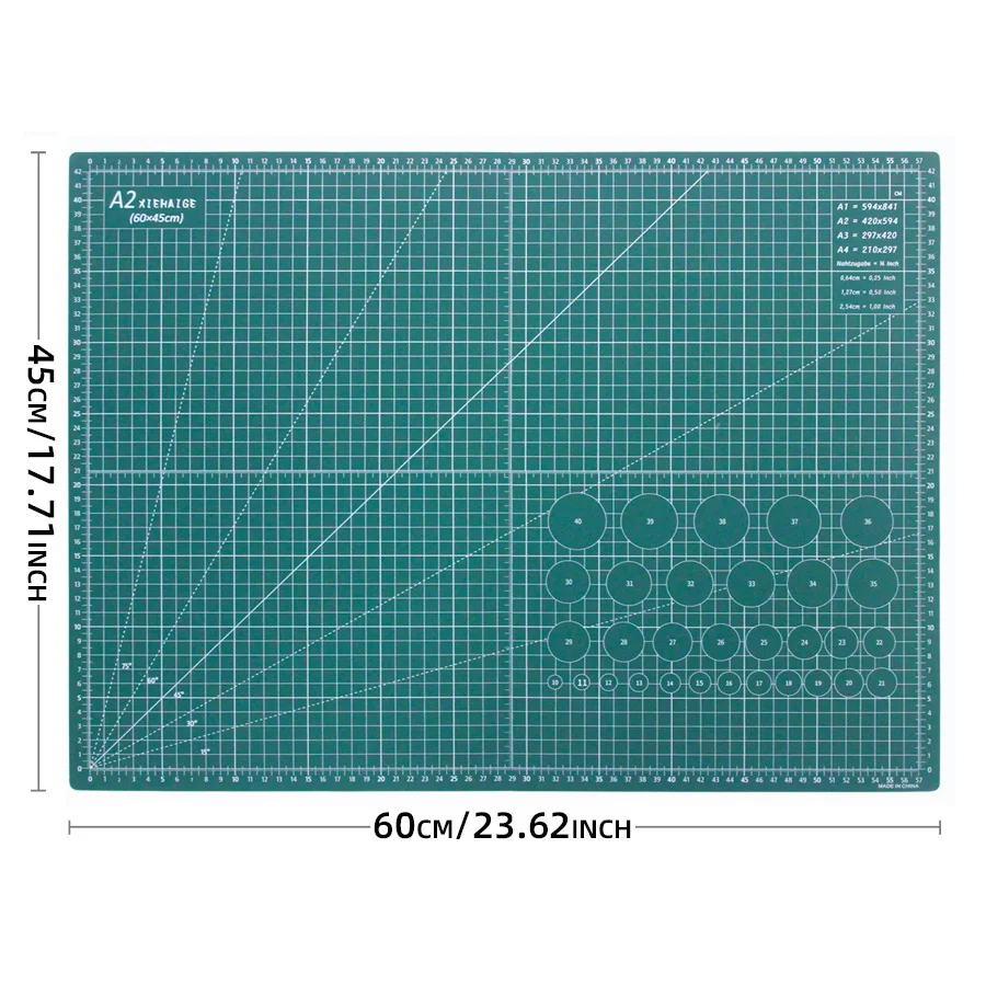 A2 Self-Healing Cutting Mat 23.6x17.7 Inch, Multipurpose Craft Mat for DIY/Office/School/Quilting, Non-Slip Gridded Work Surface
