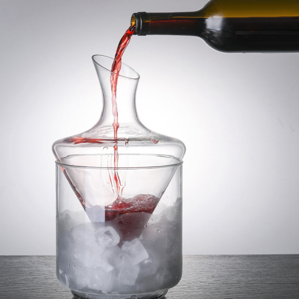 Wein karaffe Set Wein karaffe mit Eis kübel bleifreie Kristallglas geblasene Hand perfekt für Hausbar und Partys