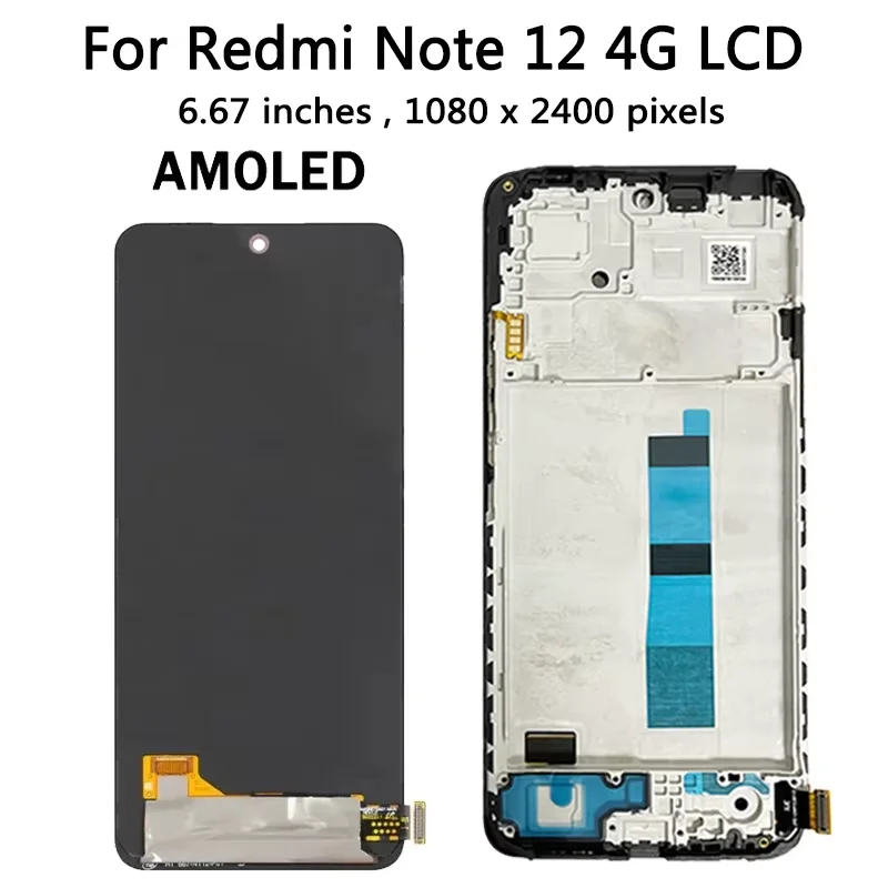 Super AMOLED Note12 Screen for Xiaomi Redmi Note 12 4G lcd 23021RAAEG 23021RAA2Y Display Touch Screen Digitizer Assembly