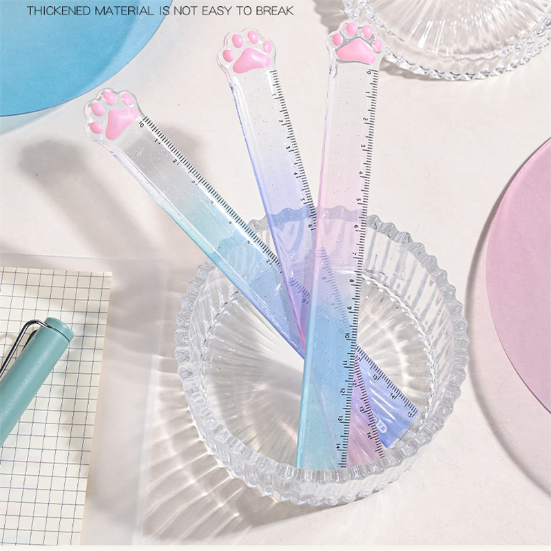 Garra de gato degradada de 15CM, regla recta bonita, herramienta de medición de gradiente, suministro de papelería escolar de estilo coreano, accesorios Kawaii de regalo