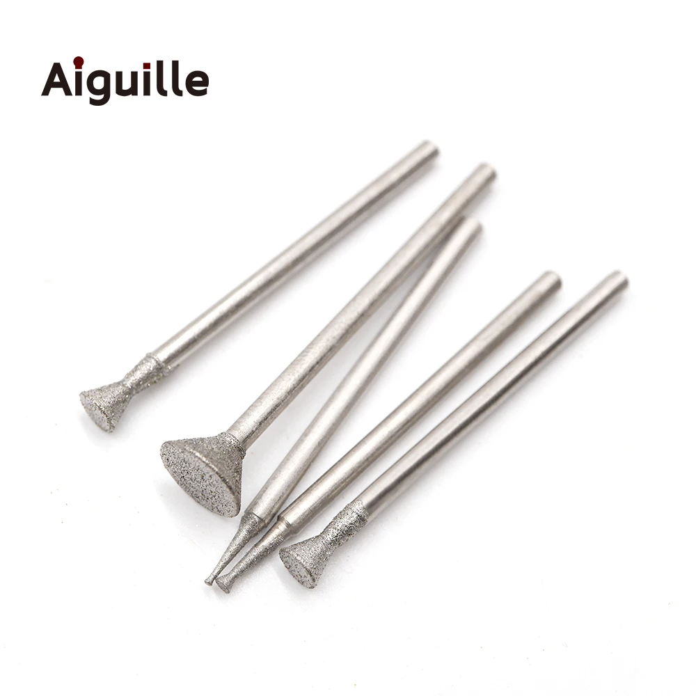 Jade Carving 120# Diamond Grinding Burr  Shank 2.35mm 0.5-8.0mm Teeth Cutting Drill bit Diamond  Grinding Burr C3-type