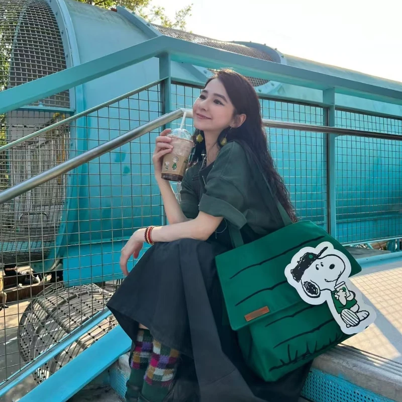 ใหม่ Snoopy ความจุขนาดใหญ่พิมพ์สบายๆสไตล์ขี้เกียจขนาดเล็ก Tote กระเป๋ากระเป๋าเดินทางหญิงไหล่กระเป๋า
