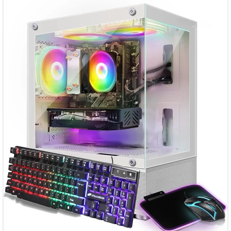 Gaming PC Computer Desktop, AMD Athlon 3000G 3.5G, Radeon RX 580 16G GDDR5, 16G DDR4, 1T SSD, 600M WiFi, BT 5.0
