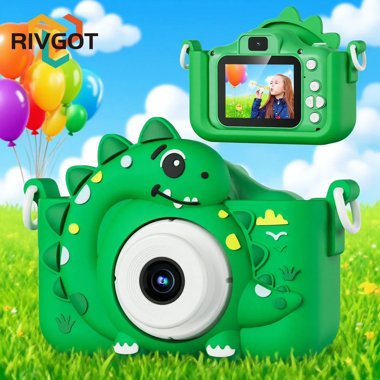 Fotocamera digitale per bambini con scheda da 32 GB Mini fotocamera per dinosauri Giocattoli 1080P HD Vlogging Fotocamera per regali di compleanno di Natale