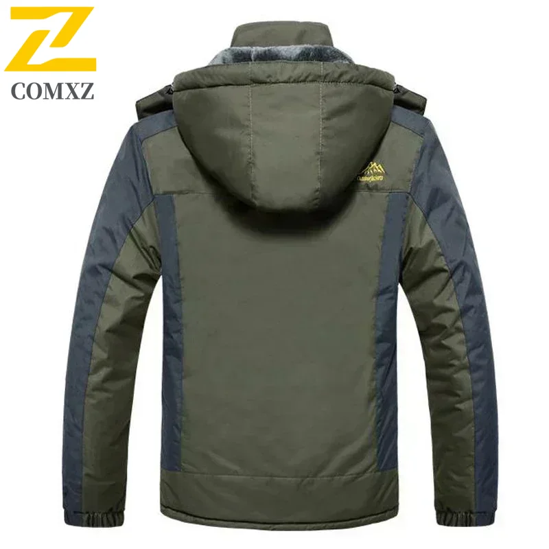 Jaqueta de inverno masculina de lã grossa à prova d'água, jaqueta corta-vento masculina, parka verde do exército, casacos de chuva plus size 9xl
