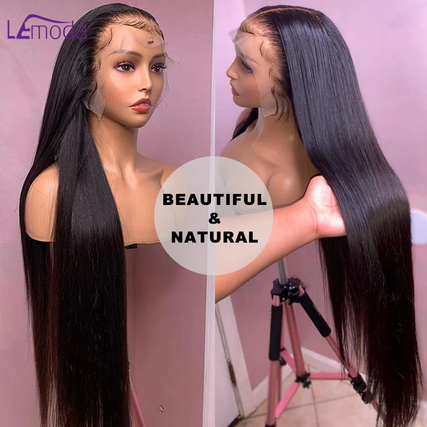 Parrucca frontale in pizzo HD 13x6 13x4 Parrucche anteriori in pizzo per capelli umani Parrucca Lemoda Remy per le donne 34 32 pollici Parrucca diritta in pizzo trasparente