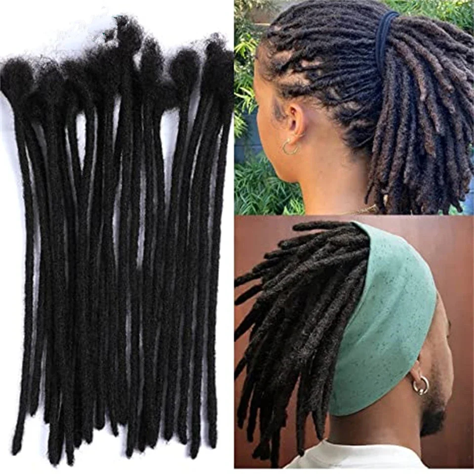 Dreadlock Extensions Human Hair For Men/Women Crochet Braids Organic hair Dread Loc Extensions 0.4cm 0.6 cm Faux Locks Crochet