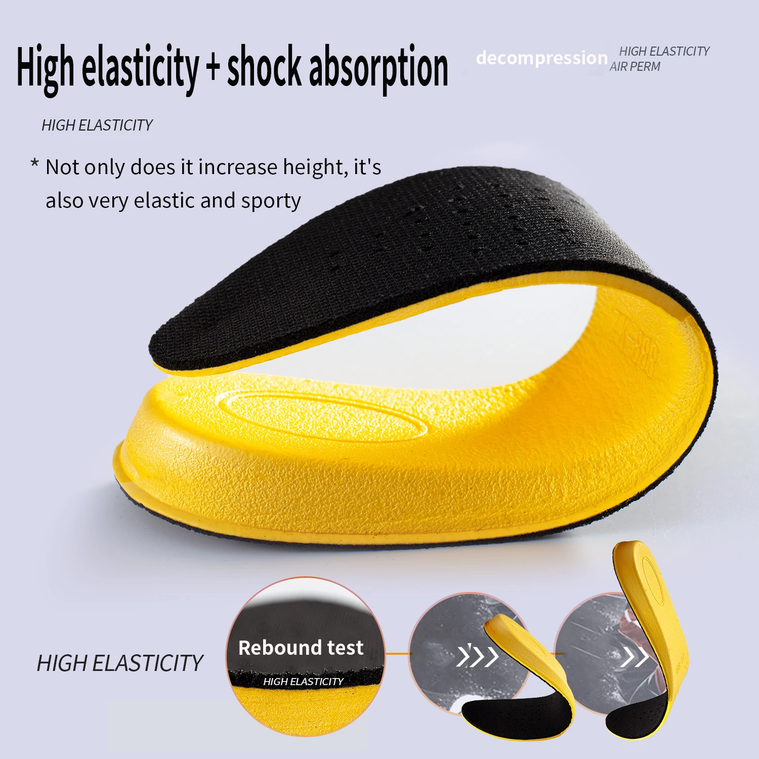 1.5-3.5Cm Invisiable Tăng Chiều Cao Đế Lót Cách Nhiệt Dành Cho Nữ Màu Vàng Giày Đế Lót Thoáng Khí Hấp Thụ Sốc Chân Chăm Sóc đệm