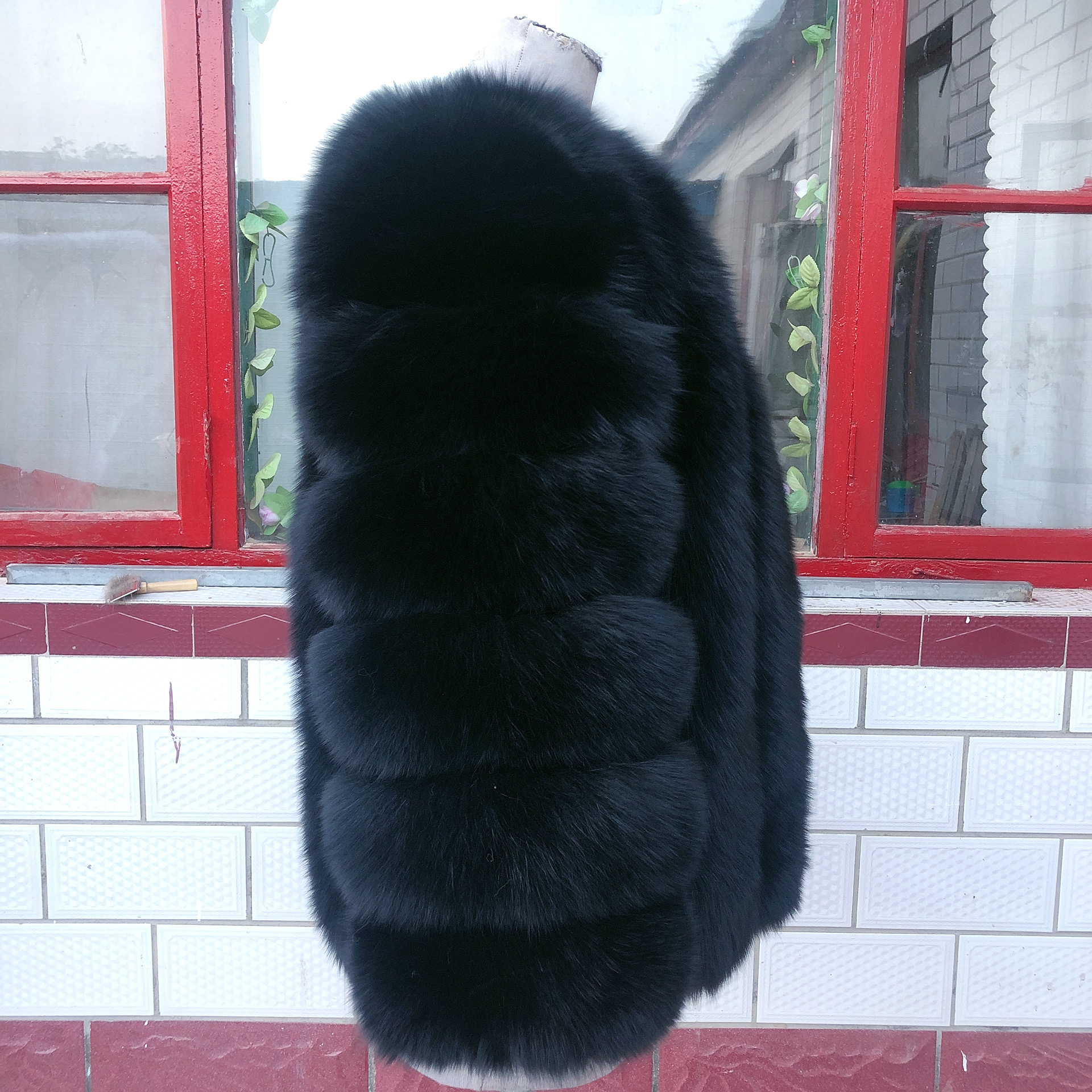 Natural Fur Coat for Women, Real Fox Fur Coat, Vertical Bar, High Quality, Winter, Luxury, New Style,Fox Fur Coat
