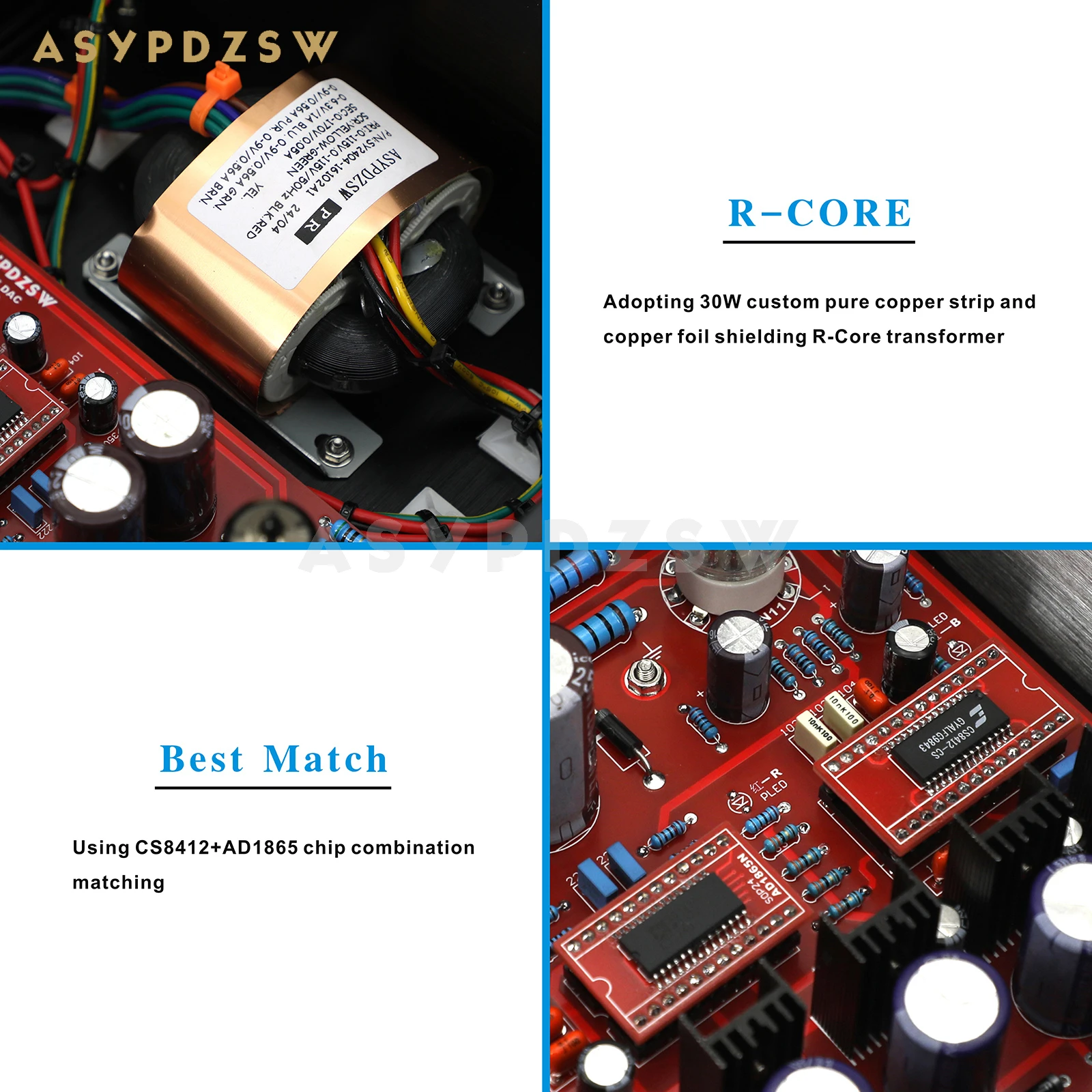 HIFI Stereo 6Z4+6N11 Tube decoder R2R NOS AD1865+CS8412 Audio AD1865 DAC (DAC Chip optional)