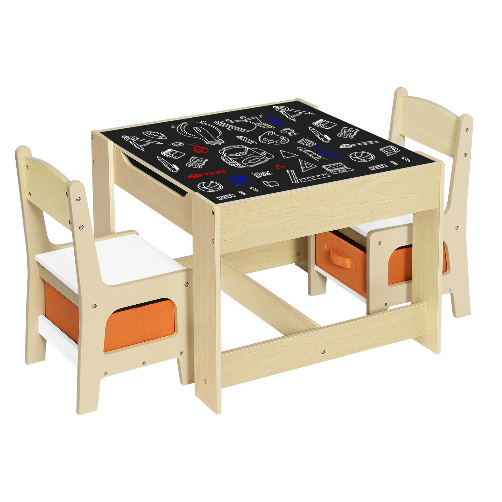 Table en bois avec 2 chaises pour enfants, ensemble de tabourets de bureau pour enfants d'âge préscolaire, garçons et filles, chaises de Table de jeu pour activités, 1 pièce