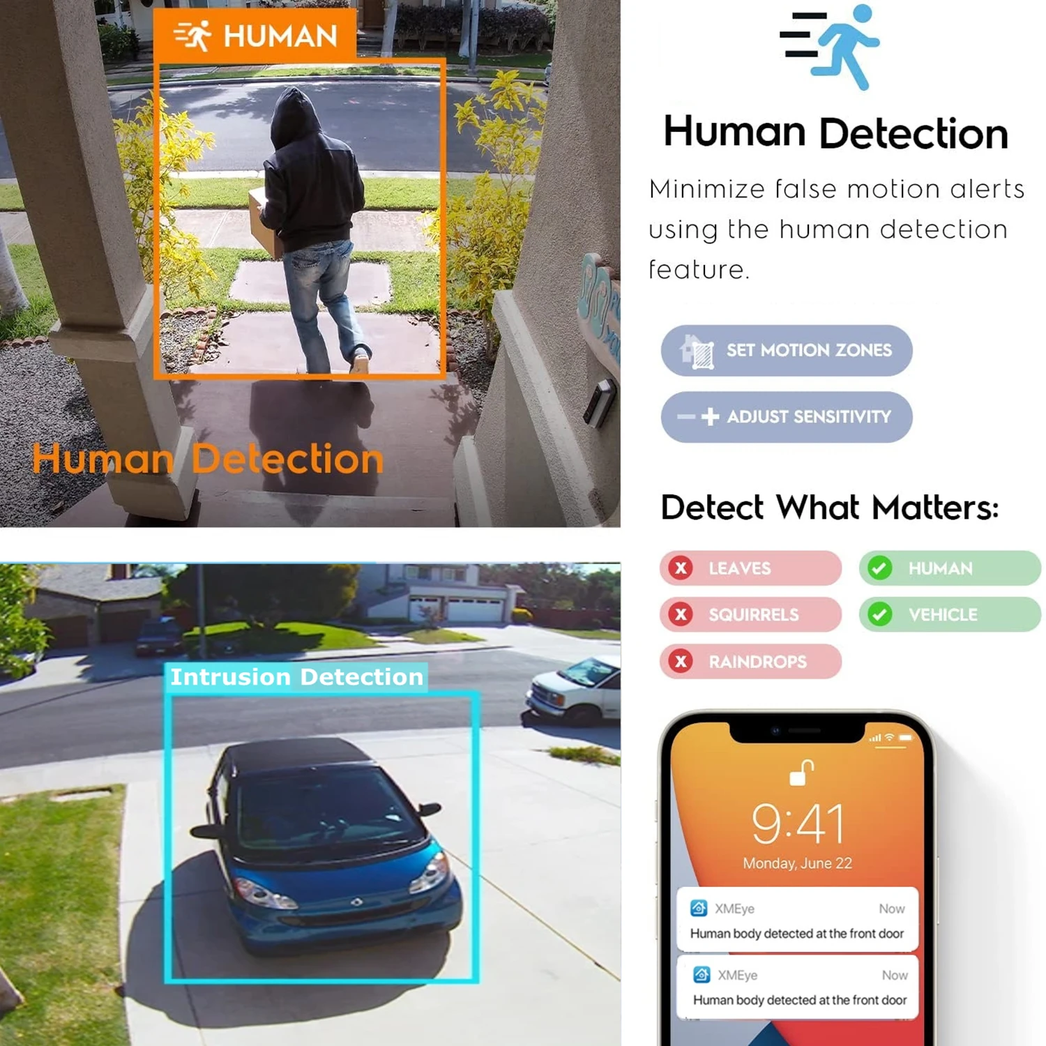 Cámara Ip XM 5Mp AI Poe cámara de seguridad Cctv H.265 + vigilancia de Audio y vídeo impermeable al aire libre para sistema Nvr Xmeyepro