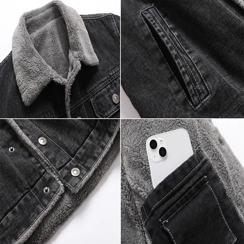 Dimusi jaqueta de inverno masculina moda lapela sherpa velo forrado engrossar denim jean caminhoneiro jacke masculino jeans casacos roupas 5xl