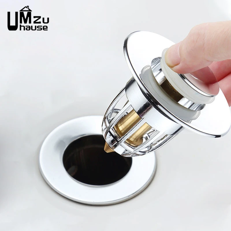 Filtro Universal para bañera, drenaje, recogedor de pelo, tapón para fregadero de baño, colador de lavabo, escurridor emergente antiobstrucción, tapón de latón chapado