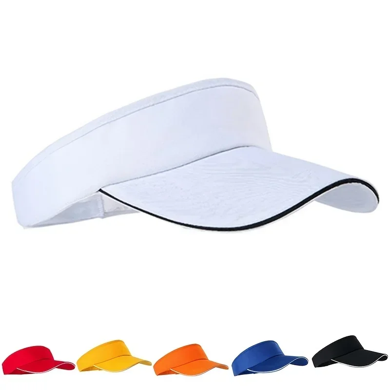 1 pc ajustável universal cor sólida viseira de sol esporte golfe tênis respirável boné cor sólida verão chapéu de sol vazio chapéu superior