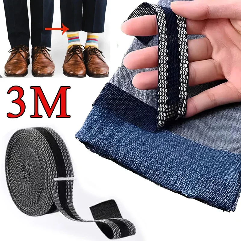Patch Riparazione Orlo Nastri Strumenti per cucire Pantaloni autoadesivi Bordo accorciare adesivi Toppe per abbigliamento Jeans Pantaloni Bocca in tessuto
