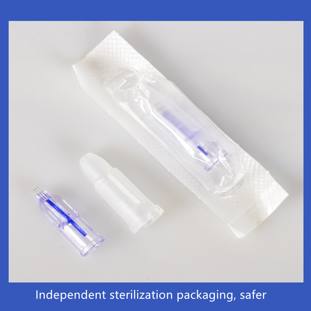 Nano Soft Microneedle 34G 0,6/1,0/1,2/1,5 3 Pins um den Augen Hals Einweg-Einzelverpackte Kristall-Mehrnadel