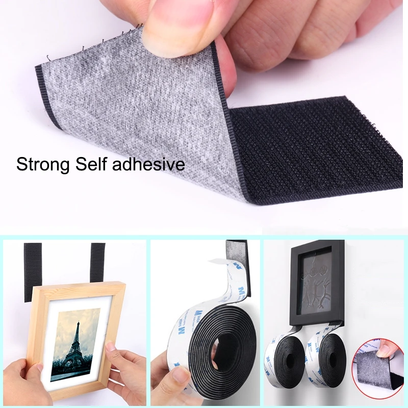 Cinta autoadhesiva Extra fuerte de 1M con gancho y bucle, tiras adhesivas de nailon para manualidades DIY, 16/25/25/30/35/50/100/110mm