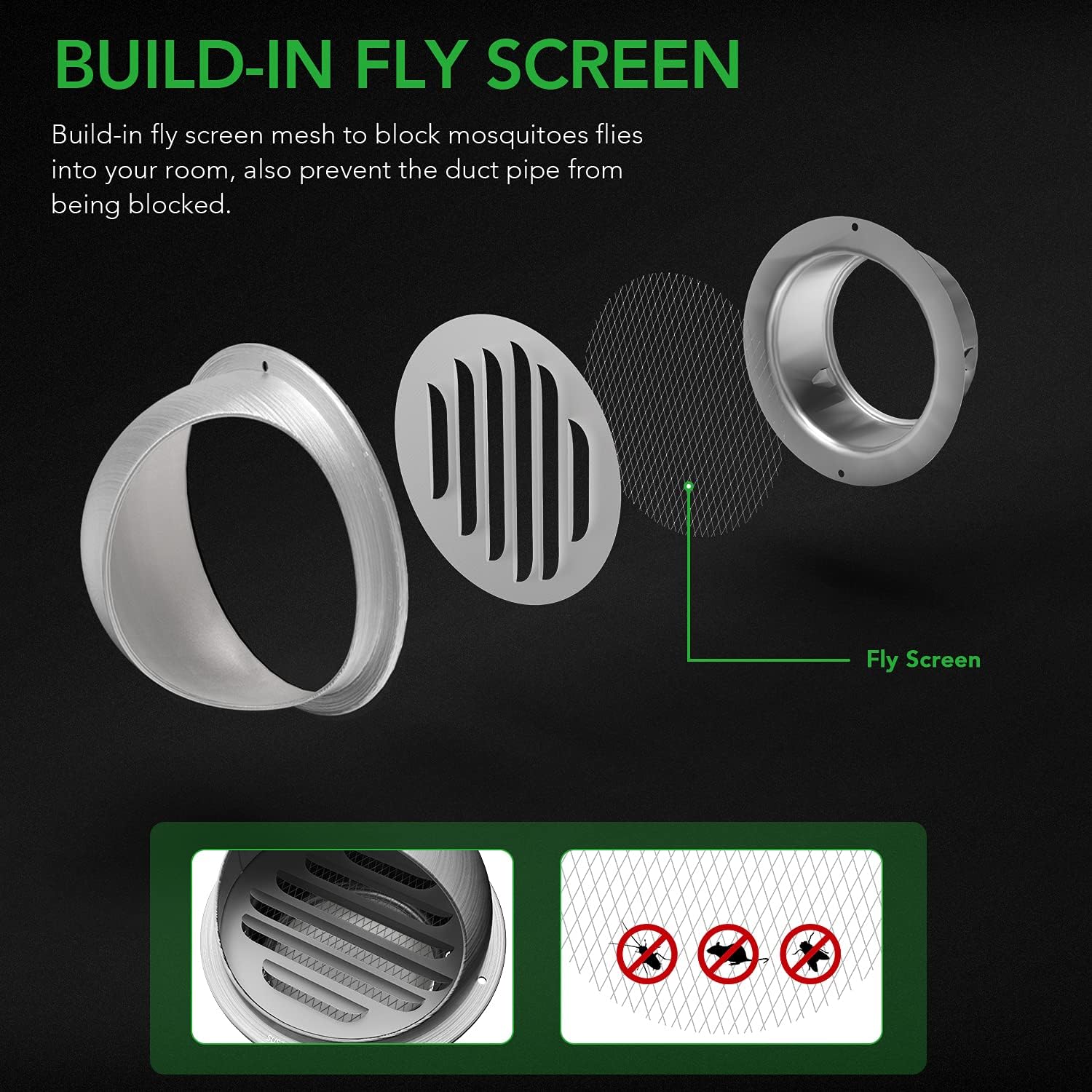 外径のステンレス鋼の空気出口,丸いグリル,冷暖房,天井の換気,排水管と換気,80mm, 100mm, 120mm