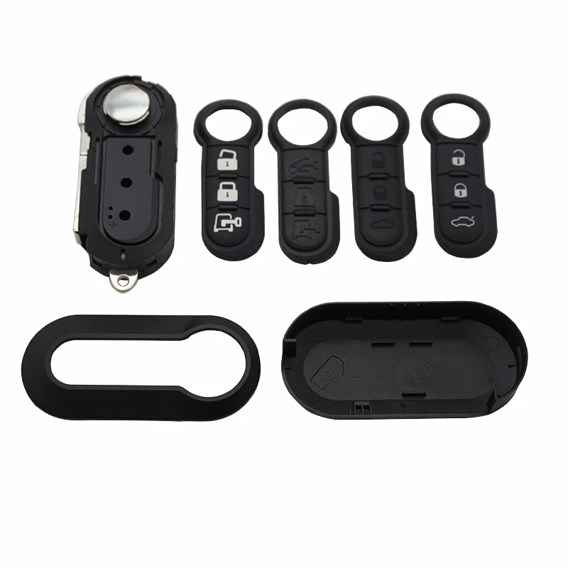 Cocolockey Chìa Khóa Thông Minh Dành Cho Chìa Khóa Xe Ô Tô Vỏ Ốp Lưng Khóa Dành Cho FIAT 500 Gấu Trúc Punto Bravo Ducato Stilo Từ Xa Tự Động Khóa 3 Nút SIP22 Lưỡi Dao