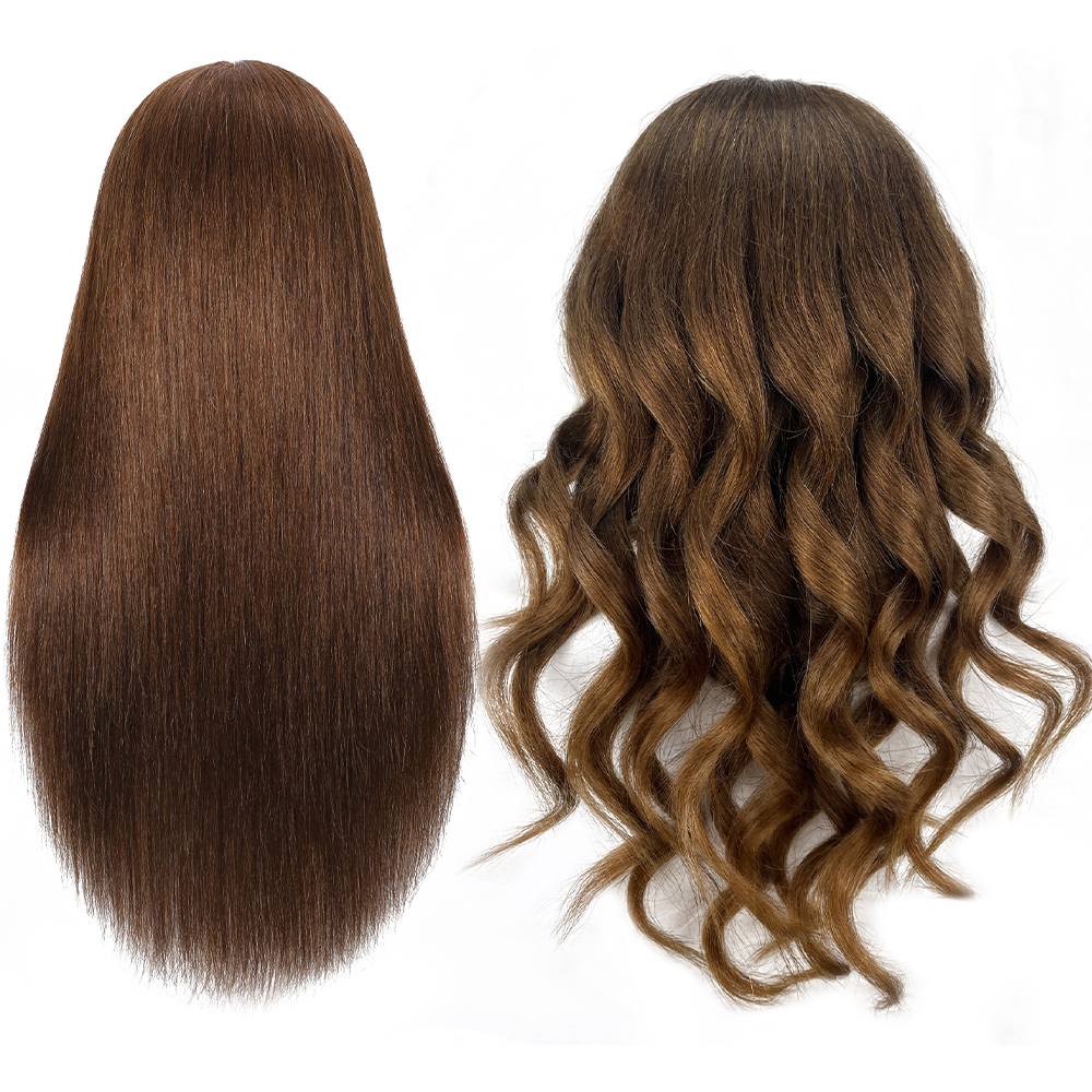 Cabeza de muñeca de cabello humano 100% Real para peinado, Kit de cabeza de entrenamiento profesional, cabeza de maniquí, estilismo para practicar hierro rizado caliente St