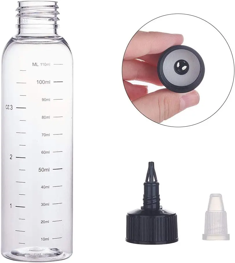 5Pcs 30/50/100/250ML  Graduated Plastic Squeeze Bottles Dispensing Bottles with Twist Top Cap Tattoo Pigment Ink Containers