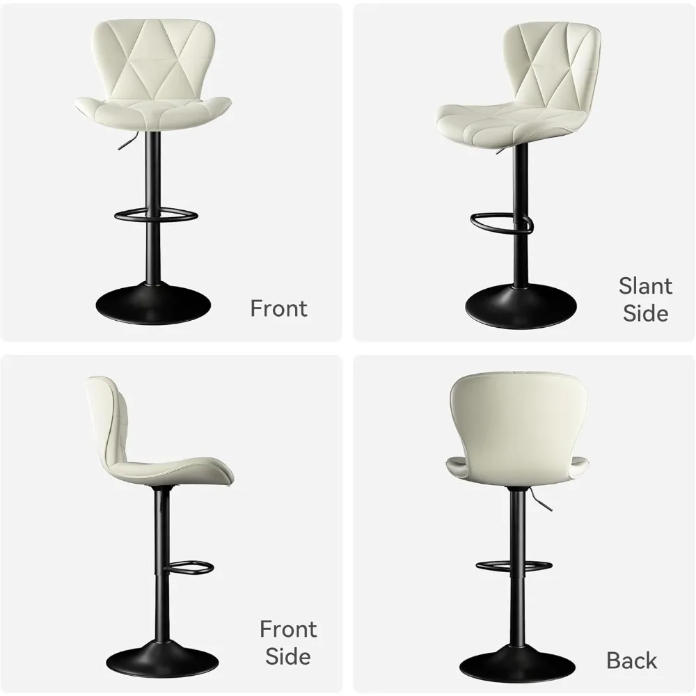 Bar Stools Set of 4,Adjustable Swivel Barstools, Faux Leather Bar Chairs,Upholstered Counter Height with High Backrest