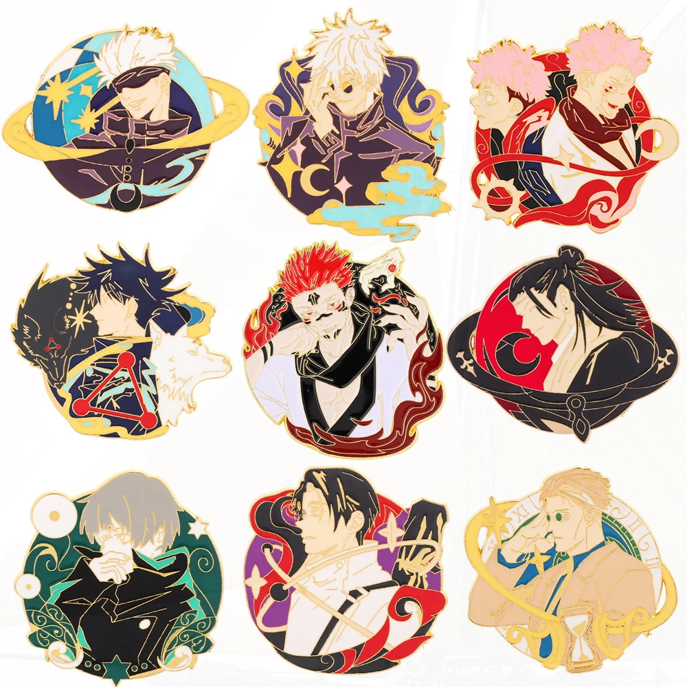 ไอคอน Jujutsu Kaisen เคลือบ Pins Pines เสื้อผ้ากระเป๋าเป้สะพายหลัง Badge Lapel Pins เครื่องประดับของขวัญ PF742 คอลเลกชันอะนิเมะญี่ปุ่น
