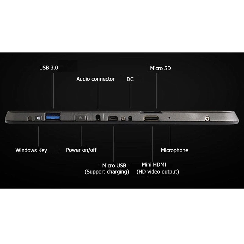64-Bit 11,6-Zoll-LCD-Bildschirm 1366 * 768 IPS-Tablet-PC mit Pin-Docking-Tastatur Windows 10 Tablet KU Quad Core 4 GB + 32 GB HDMI 6000 mAh