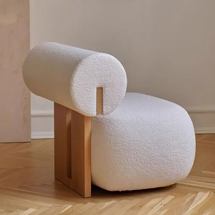 Nordic, Solid Wood, Sofa Chair, Modern, Light Luxury, Cream Style, Living Room, Lazy, Chair, Leisure Chair