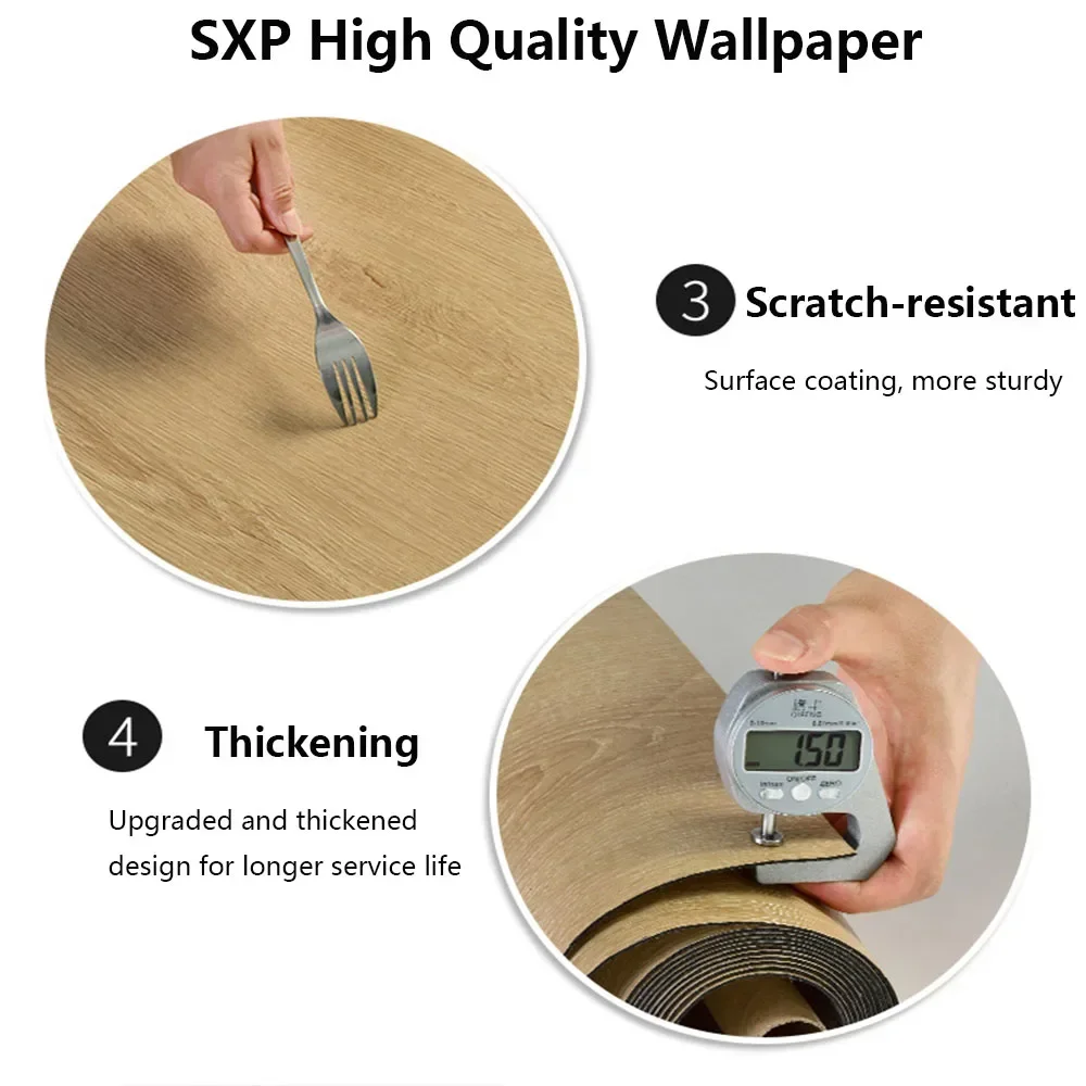 Papel pintado de grano de madera retro 3D, azulejos de suelo impermeables para pelar y pegar, pegatina extraíble, 1 rollo de 118.0 x 15.7.0 in