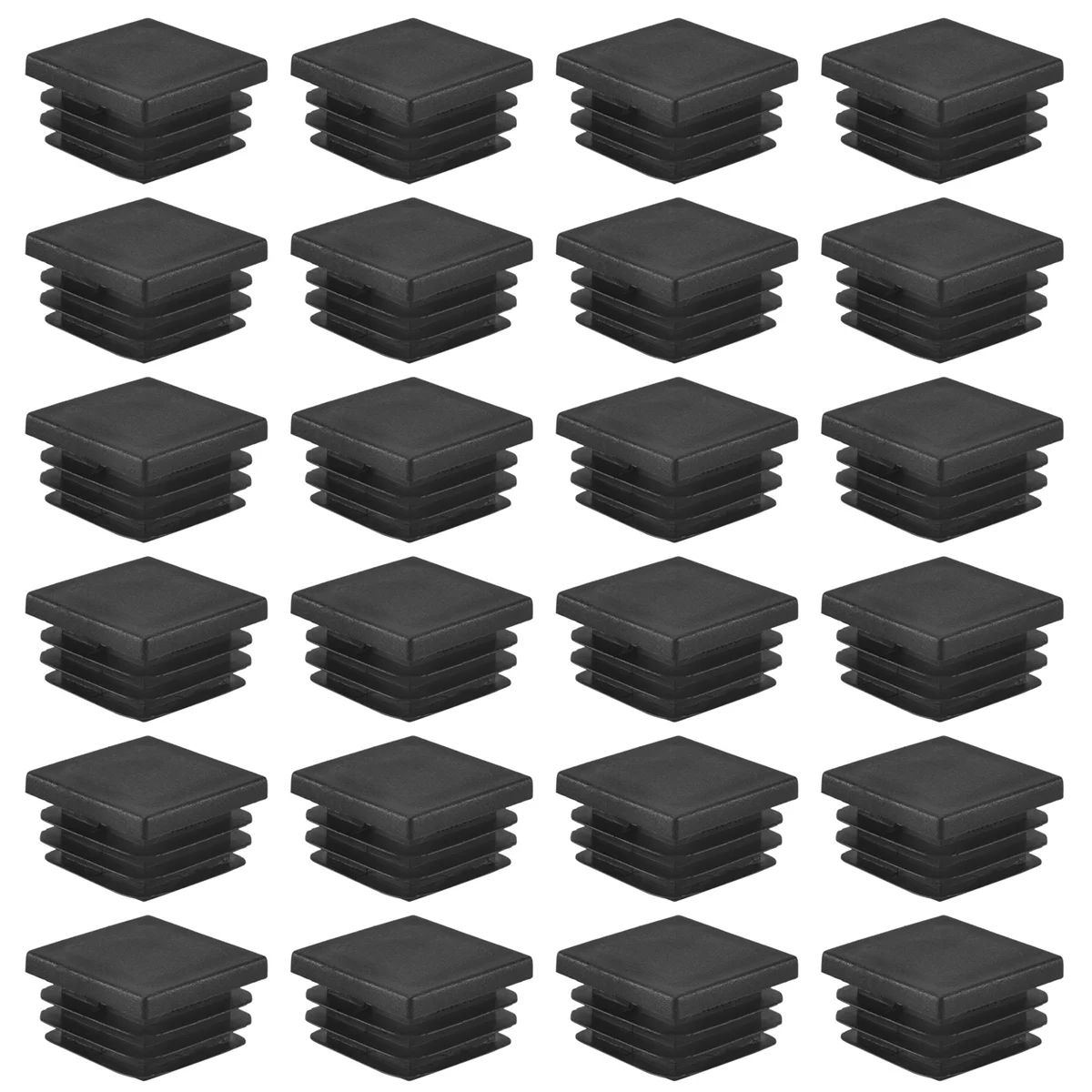 24 ชิ้น 30 มิลลิเมตร x 30 มิลลิเมตรพลาสติก Ribbed Square End Caps หลอดแทรกสีดํา