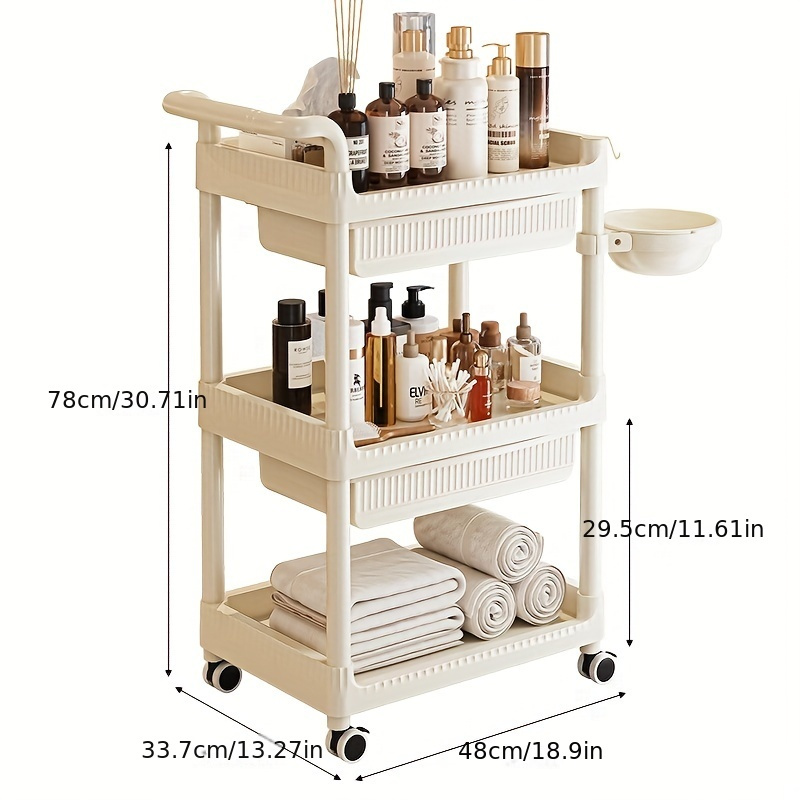 Versatile Spa & Salon Rolling Cart - Bubble Design, No-Battery Needed, Durable Plastic Storage Trolley for Beauty Equipment