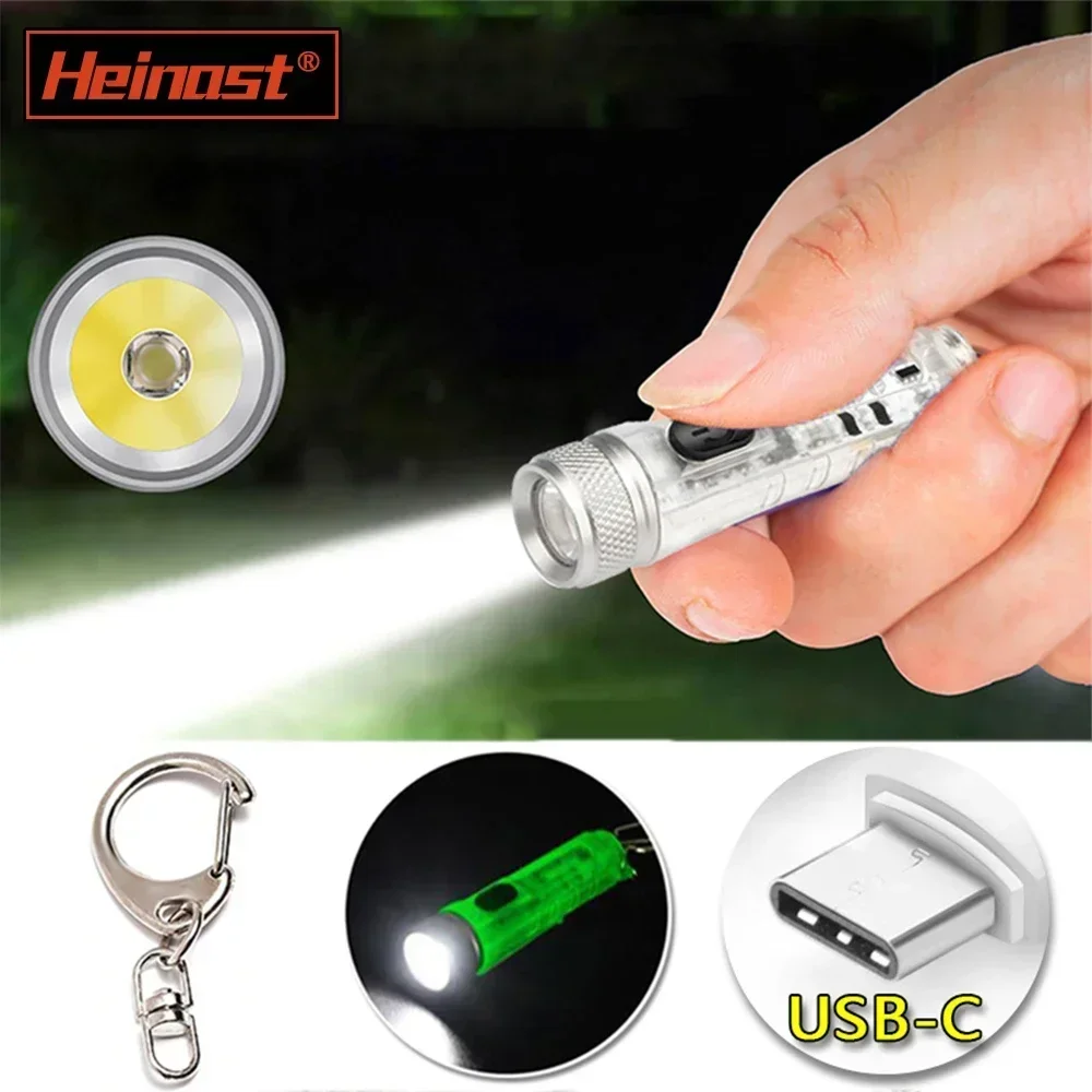 Nhiều Chế Độ Đèn Pin LED Mini TYPE-C Sạc Nhanh IP66 Chống Nước Huỳnh Quang Kẹp Đai Cảnh Báo Cắm Trại Từ Đèn Pin