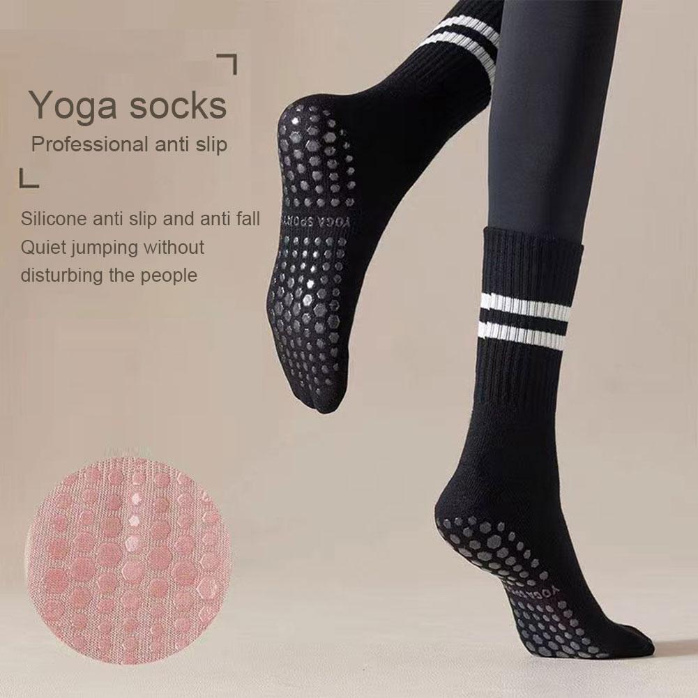 Calcetines deportivos de algodón, medias profesionales de tubo medio, antideslizantes, de silicona, para interior, Fitness, gimnasio, baile, Pilates y Yoga, 8 colores