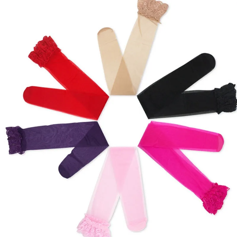 Medias de mujer con encaje Floral, calcetines por encima de la rodilla hasta el muslo, calcetines transparentes de silicona con flores de encaje ancho para mujer, alta calidad