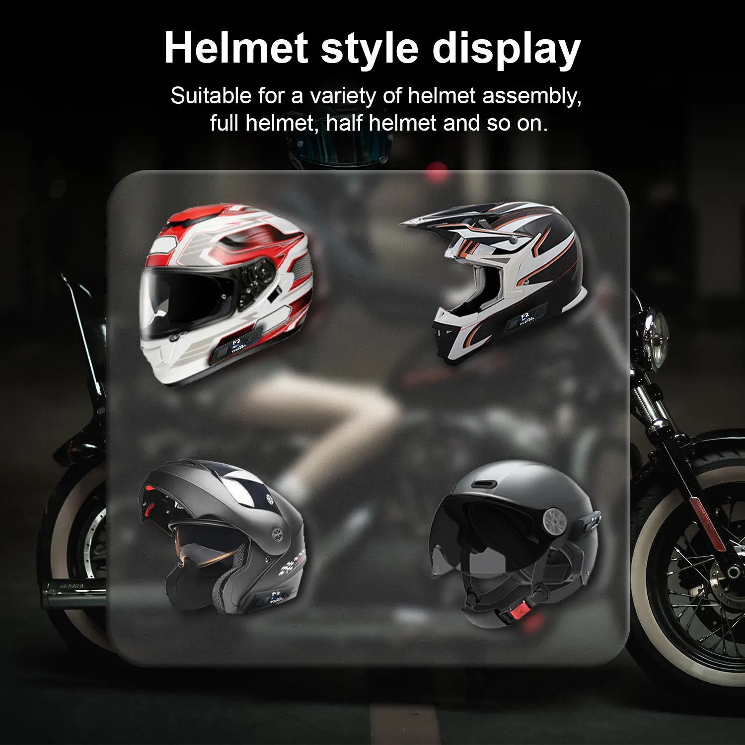 Fodsports-intercomunicador F2 para casco de motocicleta, auriculares Bluetooth 1000M, interfono tipo C, USB, instrucción de voz