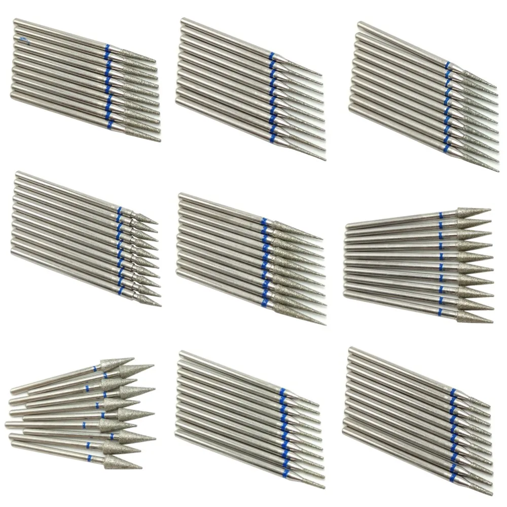 10PcsSet Kim Cương Móng Mũi Rotery Điện Dao Phay Cho Làm Móng Tay Chân Các Tập Tin Cắt Burr Nail Phụ Kiện