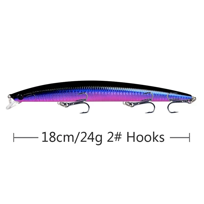 Minnow Fishing Lure เลเซอร์ Hard เหยื่อประดิษฐ์ 18 ซม.24g 3D ตา Sharp Hooks เหยื่อตกปลาทะเลที่มีสีสัน Crankbait Wobblers