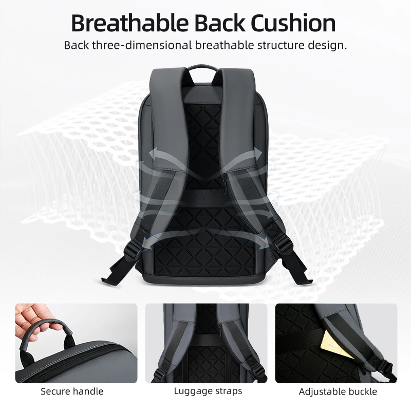 Mochila de trabajo para ordenador portátil Heroic Knight, mochila delgada impermeable multifuncional de 15,6 "17", mochila de viaje de negocios, bolso escolar de moda para hombre