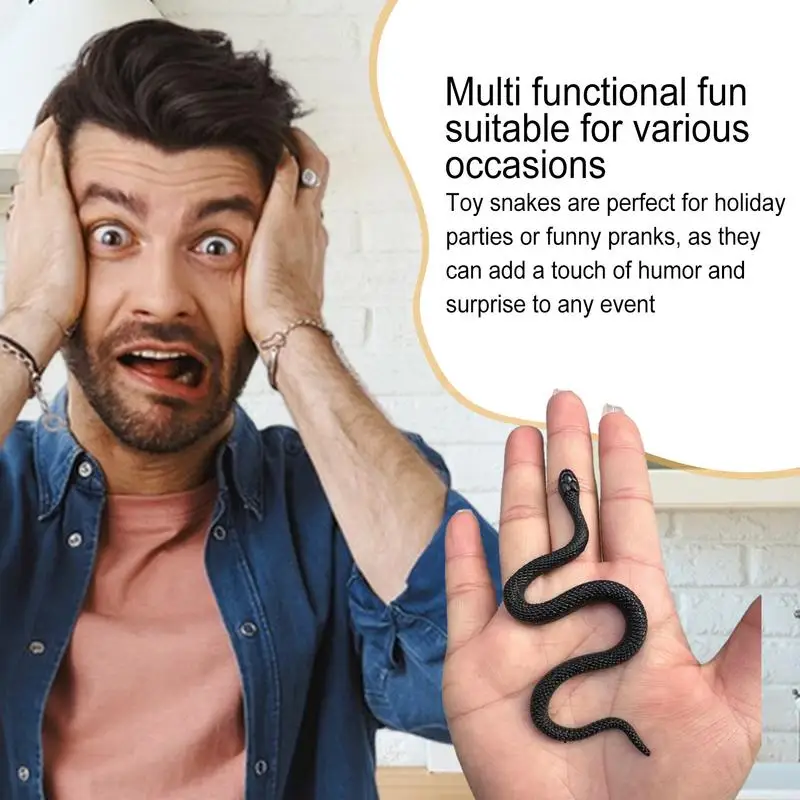 Realistic Snake Toy Creative Black TPR Soft Rubber Snake Prank Halloween Snake Toys Funny Prank Props Lightweight Rain Forest