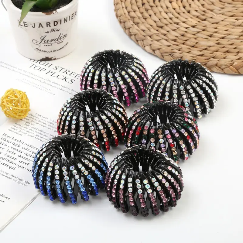 ผู้หญิง Bun ผมคริสตัล Claw แฟชั่นหญิงผมหางม้า Headwear หางม้าหัวเข็มขัดคลิปผม Bird Nest ขยายอุปกรณ์เสริมผม