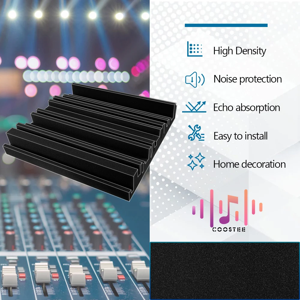 12pcs Acoustic sound insulation sponge foam board is used for room interior office to block noise wall decoration sponge studio