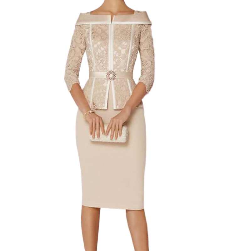 Vestido de novia personalizado, traje de encaje con cuello de barco, cachemir, champán, sastrería