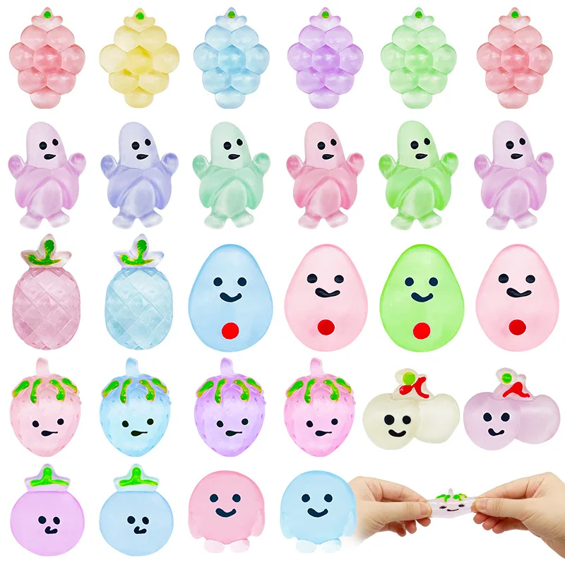 5/10PCS Mini Transparant Fruit Mochi Squishy Stress Relief Speelgoed voor Kinderen Verjaardagsfeestje Gunsten Prijzen Gast Geschenken