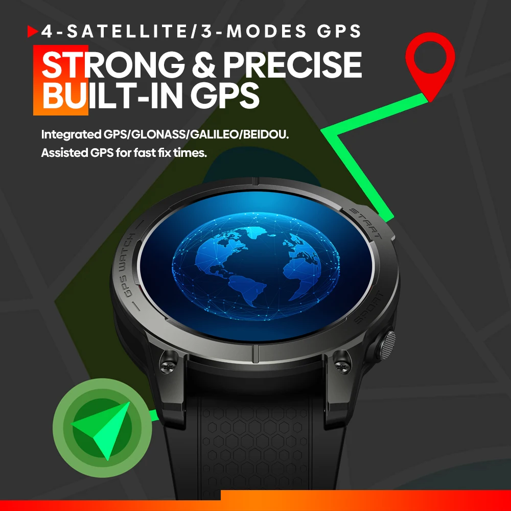 Zeblaze Stratos 3 Premium GPS Smart Watch Ultra HD AMOLED Display Built-in GPS Hi-Fi Bluetooth Phone Calls Smartwatch for Men