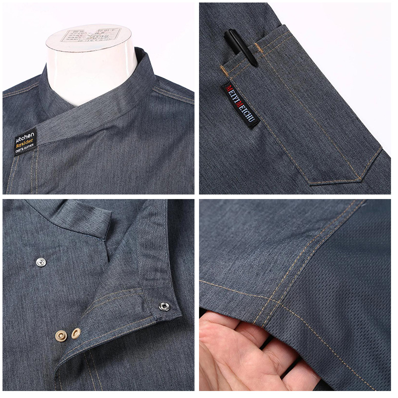 Catering Cooking grey Shirt Restaurant Kitchen Chef T-shirt Baker Work Uniform Hotel Clothes Cook Jacket Cafe Waiter Overalls