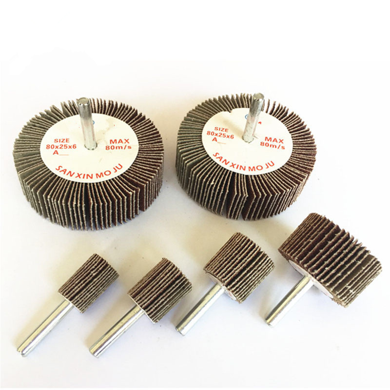 Rueda de aleta de lijado de grano 80 de 16-80mm, disco abrasivo, accesorios Dremel, herramientas de pulido de papel de lija, vástago de 6mm para taladro